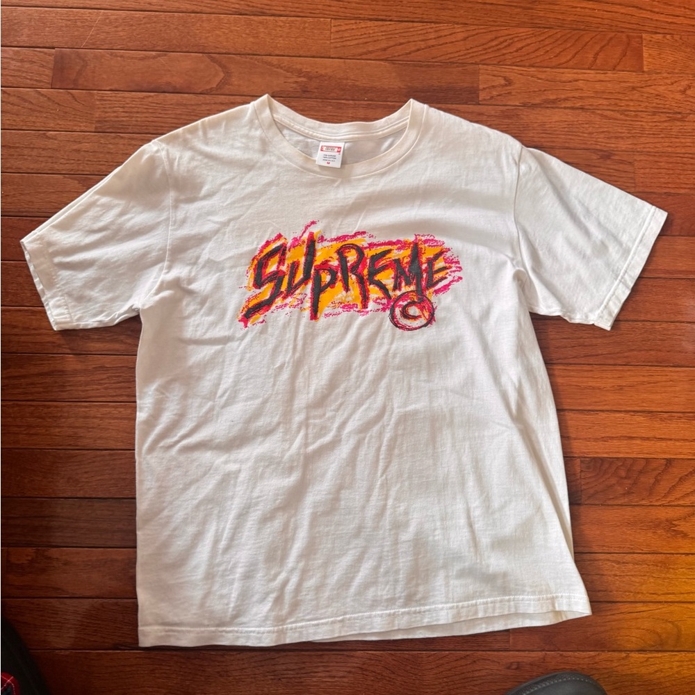 Supreme Kids White Tee with Vibrant Logo